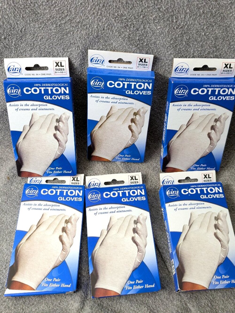 New! Box of 6 Pairs of White Cotton XL Gloves for Skin Care